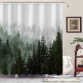 thumbnail image 2 of Green Misty Forest Shower Curtain Nature Tree Shower Curtain Set Dark Green Fabric Waterproof Shower Curtains for Bathroom Decor with 12 Hooks (72'''' × 72'''', Green4), 2 of 6
