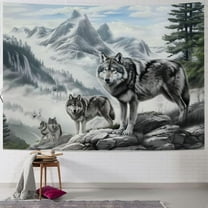 BCIIG Wolf Tapestry, Hippie Wall Hanging Tapestry Aesthetic Birthday Holiday Party Art Wall Carpet for Living Room Bedroom Dorm Ceiling Decor,
