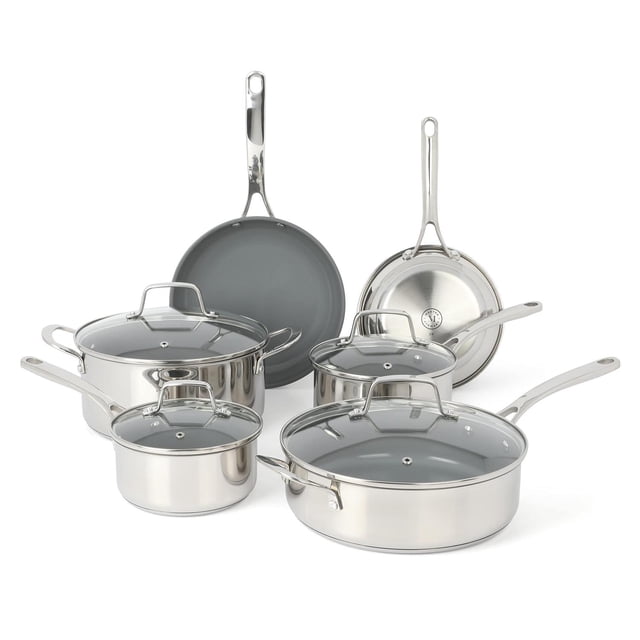 Juego de Utensilios de Cocina Martha Stewart Acero Inoxidable Cerámica Antiadhereente