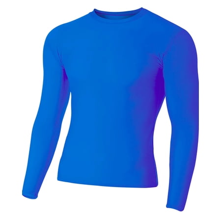 A4 Long Sleeve Compression Crew For Men in Royal | N3133