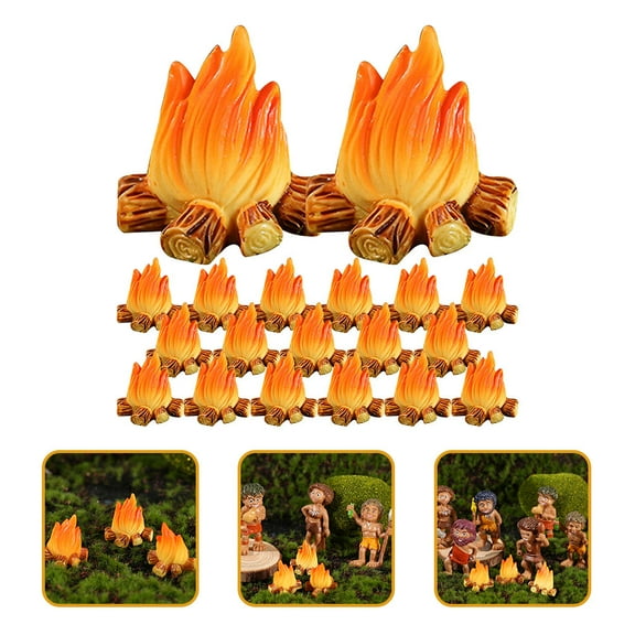 AURARMLET Camping Theme Party Supplies Mini Resin Campfire Fire in Multi Color for Friends and Garden Art 20Pcs