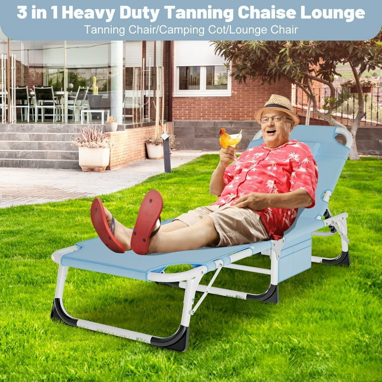 MOPHOTO 5 Position Folding Lounge Chair Portable Outdoor Folding Chaise Lounge Chair for Sun Tanning Folding Cot Perfect for Pool Beach Patio
