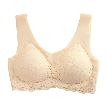 OJSFQUFP Super Cooling Bra Women s No Steel Ring Gathering Sleep Latex Underwear Bar Basic Pretty Bra Soft Bra for Everyday Yoga L