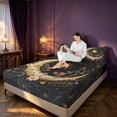 thumbnail image 3 of Homewish Moon Sun Print Queen Sheets, Vintage Floral Queen Sheet Sets, Psychedelic Galaxy Decor, 4-Piece, 1 Flat Sheet, 1 Fitted Sheet and 2 Pillowcases, 3 of 6