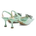 thumbnail image 4 of XYD Women Crystal Pointed Toe Slingback Pumps Gauze Mesh Low Heel Shoes Gorgeous Prom Wedding Sandals Size 5.5 Green, 4 of 4