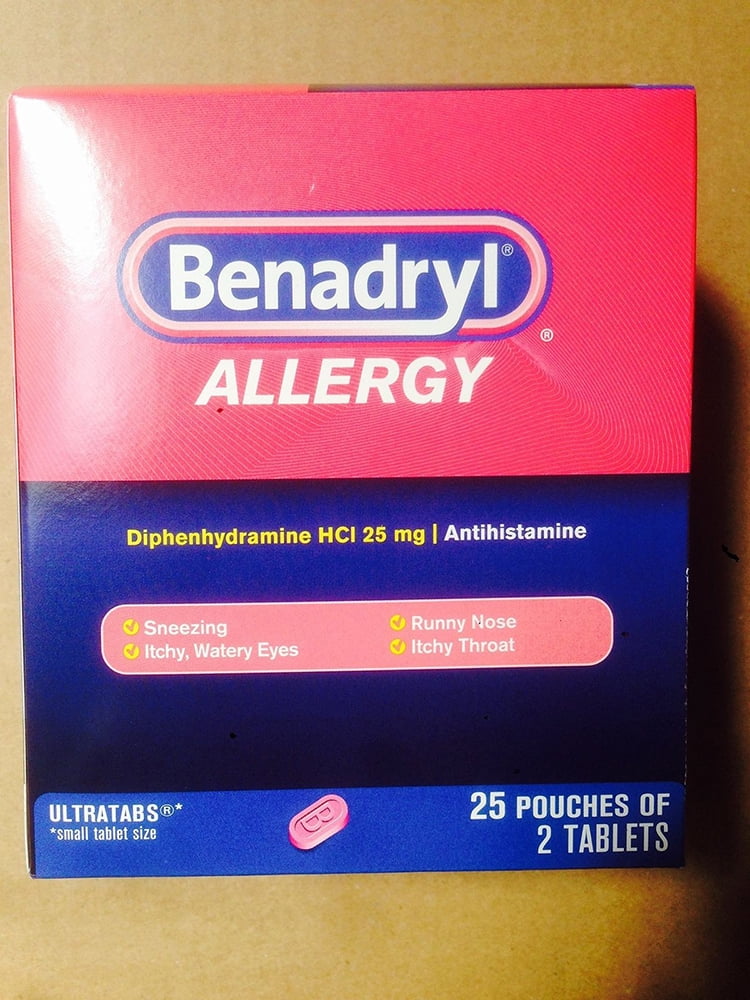 Benadryl 25/2s Display Box 25 Packets of 2 Pills BEN2