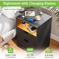 thumbnail image 5 of FANRAL Nightstand Set of 2,LED Nightstands with Charging Station,Fluted Design Bedside Table with RGB LED Lighting,Mid Century Modern Small Dresser with Storagee,Black Night Stand, 5 of 8