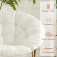 thumbnail image 5 of TOPCHANCES 31" Folding Saucer Chair, Collapsible Lounge Moon Chair with Ottoman, White, 5 of 12