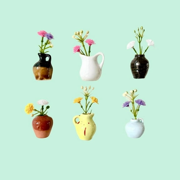 Cute Mini Vase Magnets for Fridge, Tiny Magnetic Flower Glass Vases Refrigerator Accessories, Funny Aesthetic Plant Pot Magnets for Locker Office Kitchen Decoration, Small Magnet Bud Plant