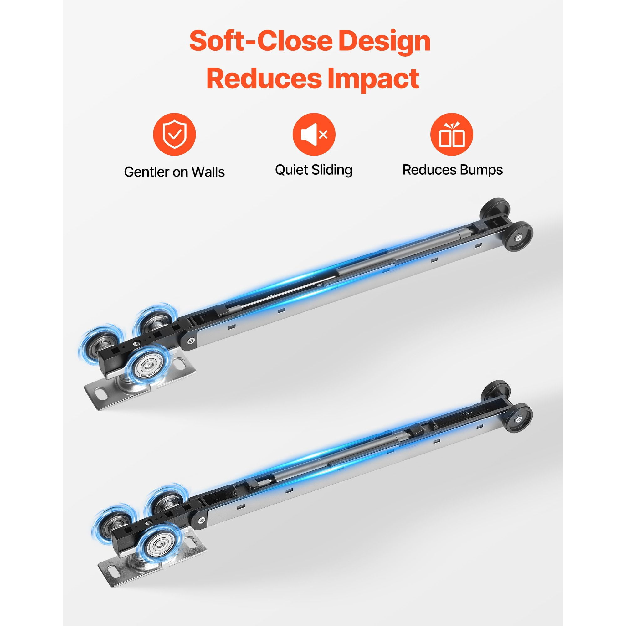 Pocket Door Track Kit 68.74 Inch Soft-Close Aluminum Alloy for 36 Inch Wide Doors Bedroom Closet