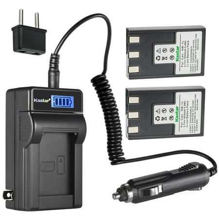 Kastar 2-Pack NB-1LH Battery and LCD AC Charger Compatible with Canon IXY Digital 450, IXY Digital 500, IXY Digital S200, IXY Digital S230, IXY Digital S330, Digital IXUS 200a, Digital IXUS 300 Camera