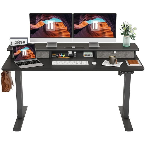 Fezibo Height Adjustable Electric Standing Desk With Drawers And