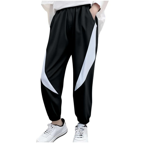Youth Boys Girls Travel Pant | Lightweight Sweatpants Sporty Athletic Colorblock Lounge Jogger Pants for 3-15 Years
