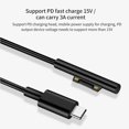 thumbnail image 4 of Sidaley Cable de carga de conector tipo C a Surface Pro, adaptador de de Cable de carga rápida PD para Surface Pro6 Pro5 Pro4 Pro 3 Computadoras de tableta turno femenino, 4 of 5
