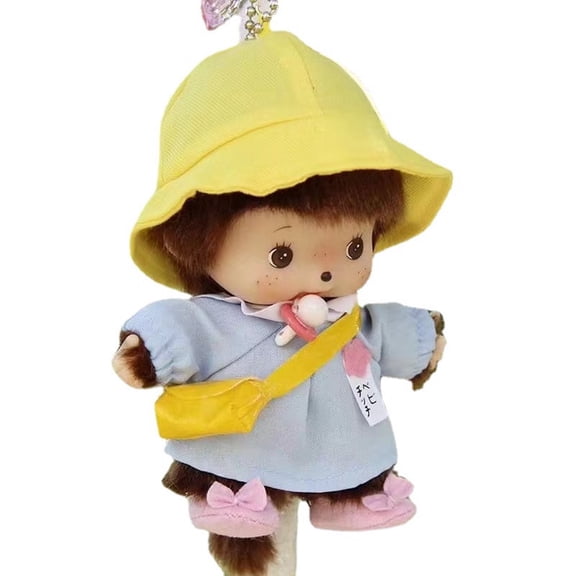 Muñeca de peluche Monchichi para colegiala, 15 cm, con guata de seda