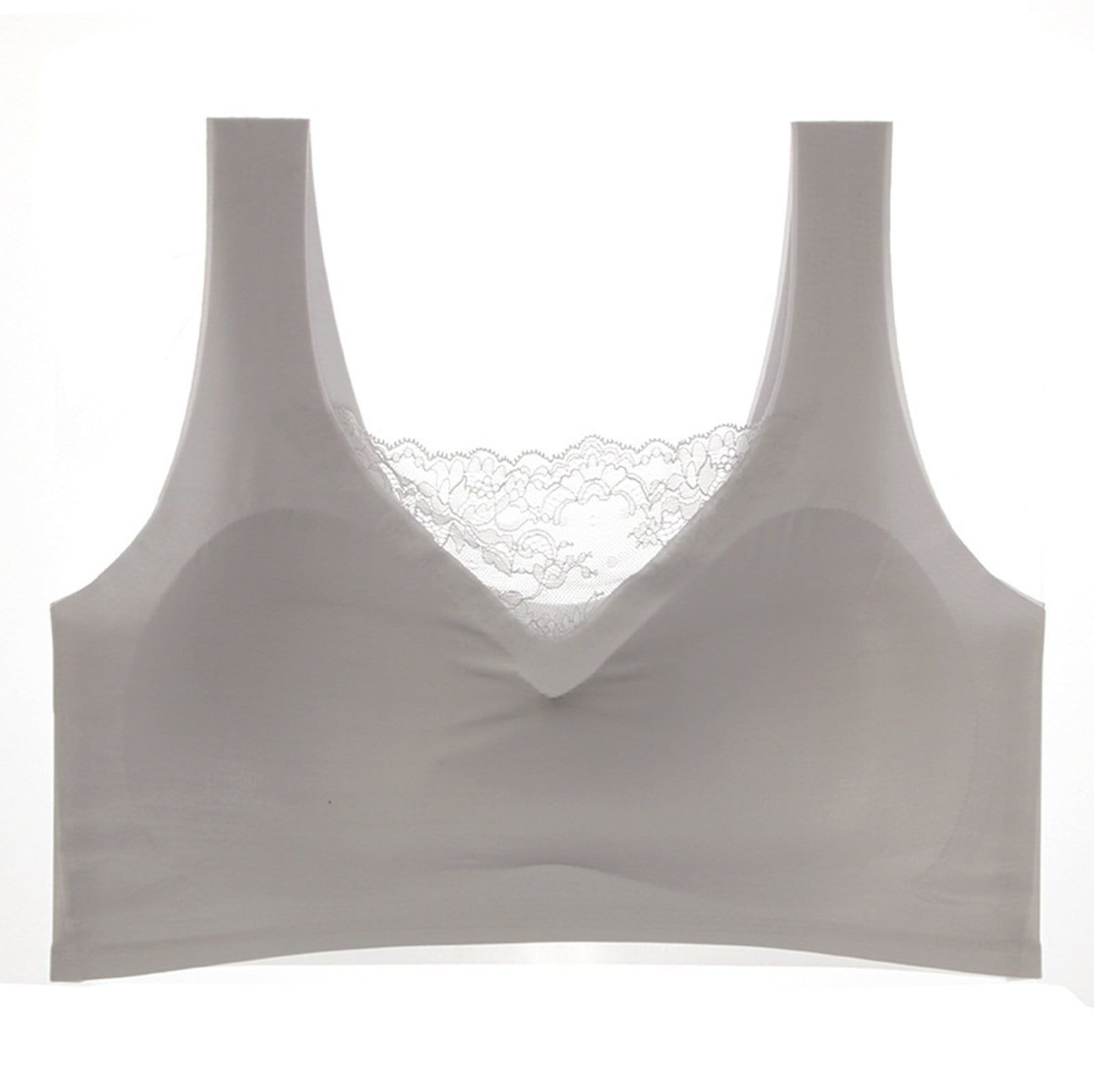 YUEHAO underwear women Women Bra Lingerie Seamless Plus Size Elastic  Comfort Lace Vest Bra (M-7XL) Grey XXXXXXXL