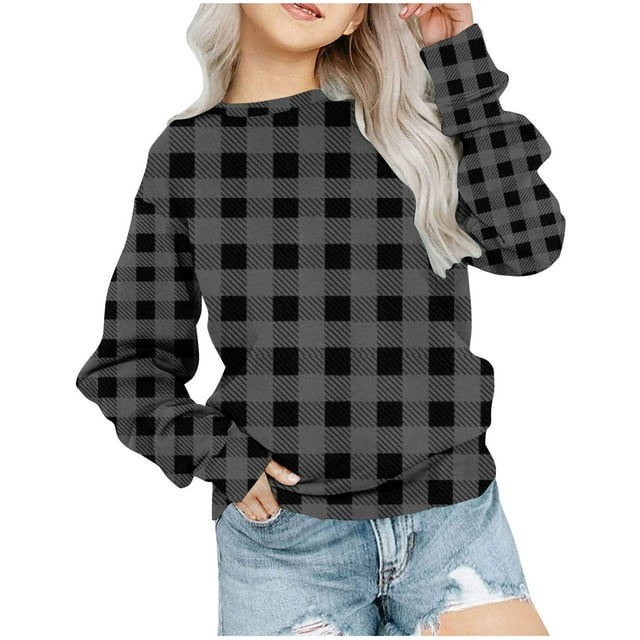 Bowake Girls Striped Color Block Sweatshirts Kids Crewneck Long Sleeve Pullover Tops Fashion Clothes
