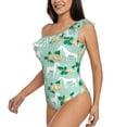 thumbnail image 3 of Yiaed Horse And Flower Print Women One Piece Swimsuits Tummy Control One Shoulder Bathing Suits Pattern Ruffle Swimwear-Small, 3 of 8