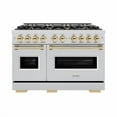 thumbnail image 2 of ZLINE Autograph Edition 48 in. 6.7 cu. ft. Classic Double Oven Dual Fuel Range with 8 Burner Gas Cooktop in Stainless Steel and Polished Gold Accents (CDRZ-48-G), 2 of 2