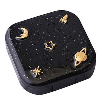 Michellem High Quality Moon Star Black Contact Lens Case Holder Portable Contact Lens Case Glasses