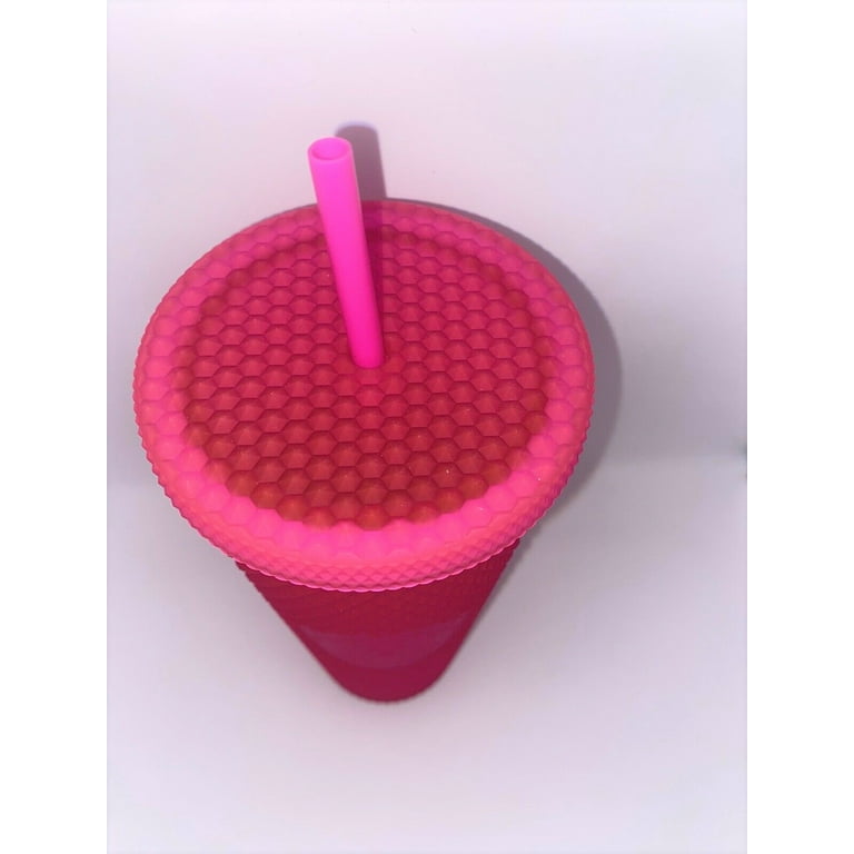 Starbucks Hot Pink Studded Tumbler with sticker Replacement straw
