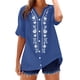 thumbnail image 1 of Camisetas de Cuello en V de Manga Corta para las Mujeres Casual Suelto Cuello Redondo Blusa de Verano Camisetas Cuello en V de las Mujeres, 1 of 7