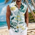 thumbnail image 2 of LWavelet Men's Sleeveless Hawaiian Shirt Ditsy Floral Button Down Casual Summer Vacation Top Hot Pink 3XL, 2 of 5