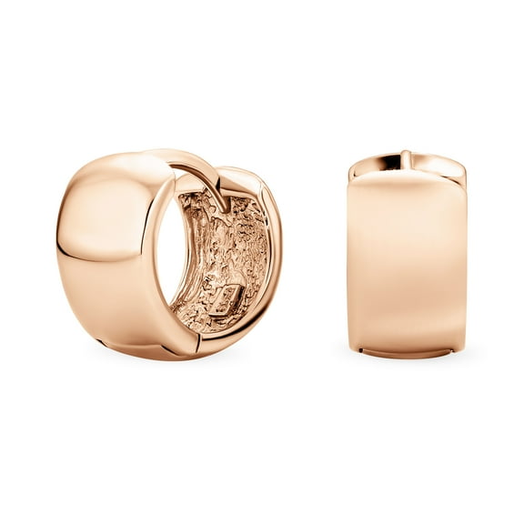 Bling Jewelry Womens Simple Rose Gold Hoop Huggie Earrings Men Sterling Silver