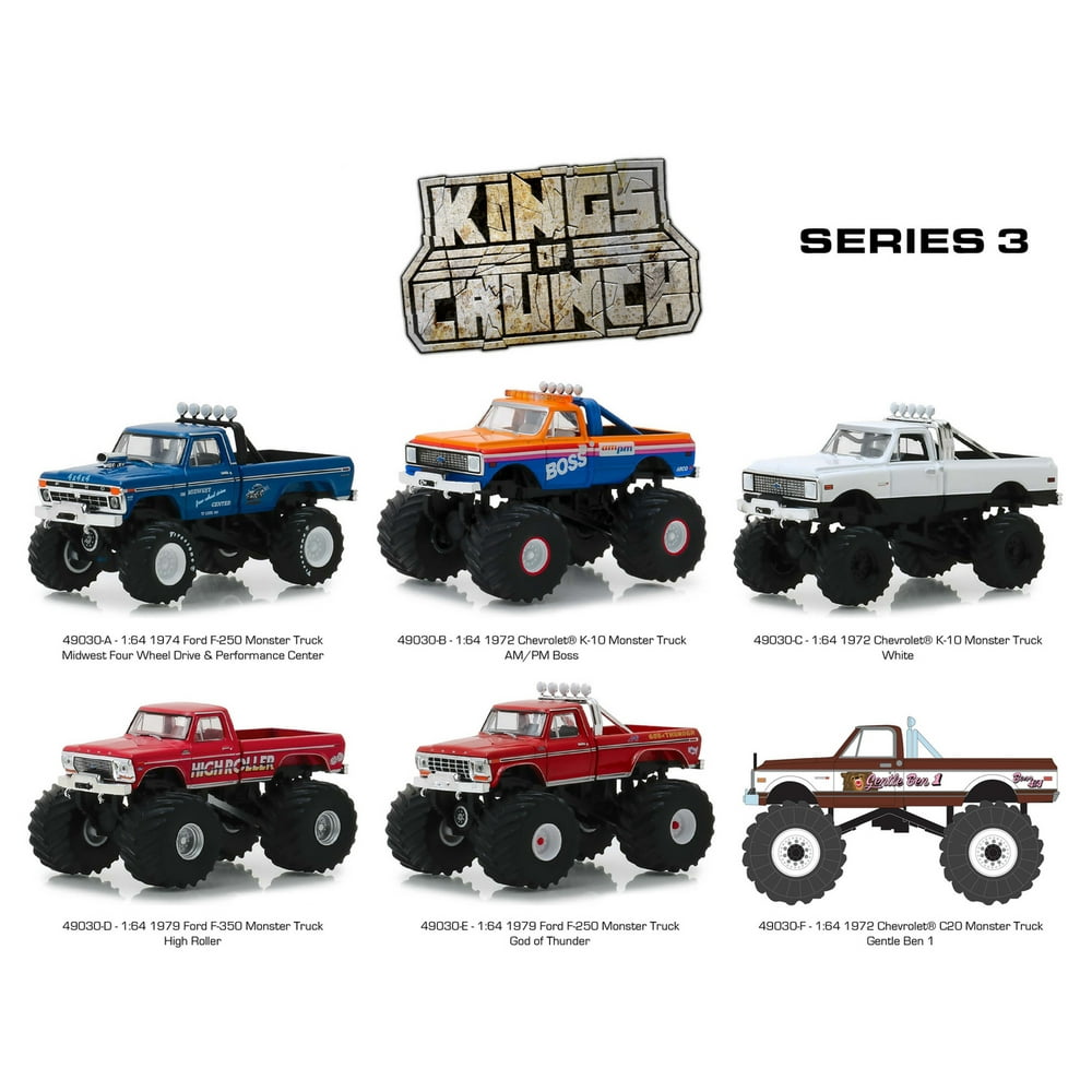 Greenlight 1/64 Kings of Crunch Series 3, Set of 6 Diecast Bigfoot Monster Trucks (49030