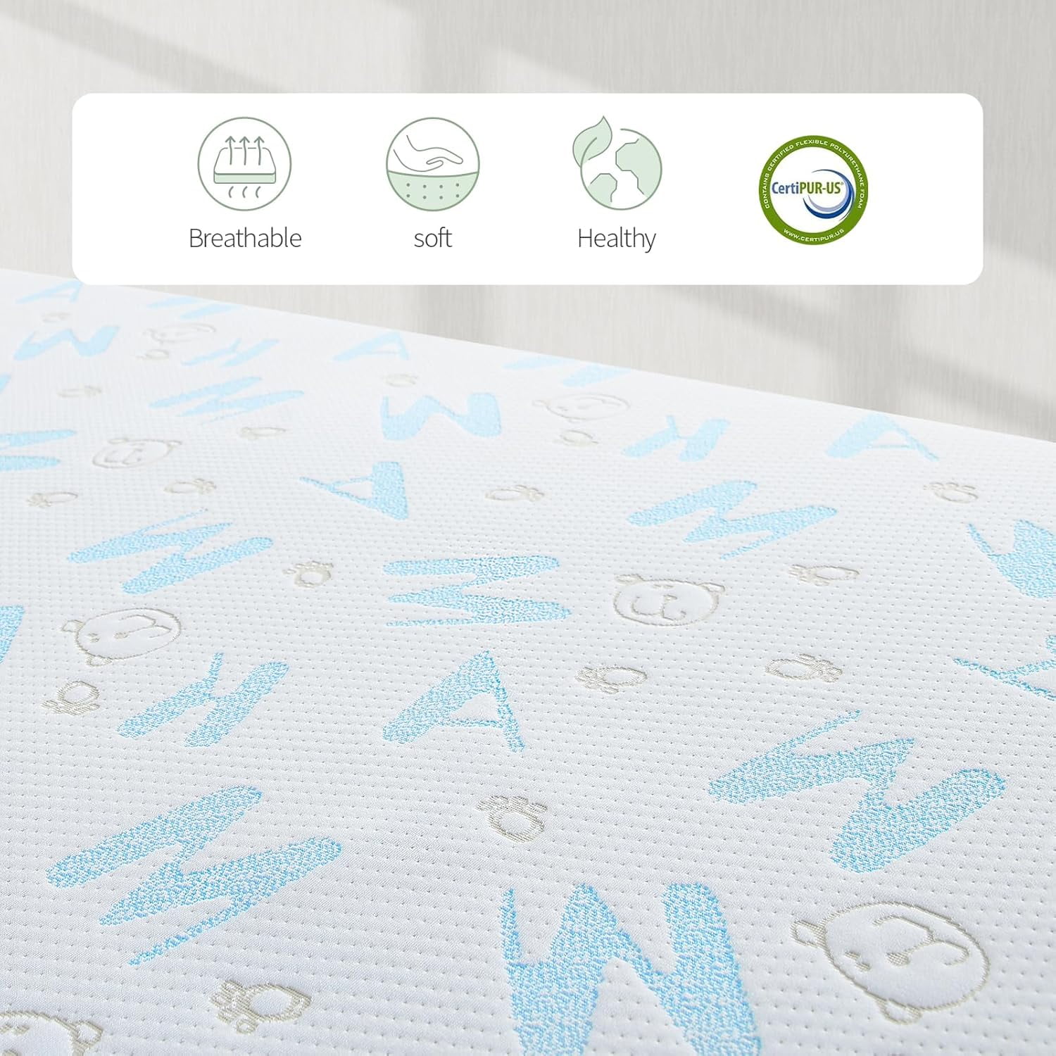 6 Inch Twin XL Memory Foam Mattress, Medium Feel, Fiberglass Free, Removable Washable Cover, White