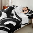 thumbnail image 4 of Castle Fairy Abstract Ink Swirl King Sheets 4pcs,Watercolor Textured Loop Bedding,Black White,1 Flat Sheet, 1 Fitted Sheet and 2 Pillowcases, 4 of 7