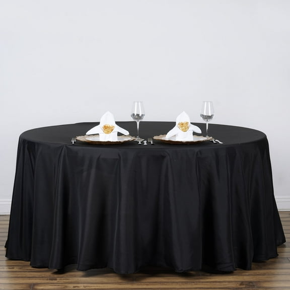 BalsaCircle 120" Round Polyester Tablecloth Wedding Table Linens - Black