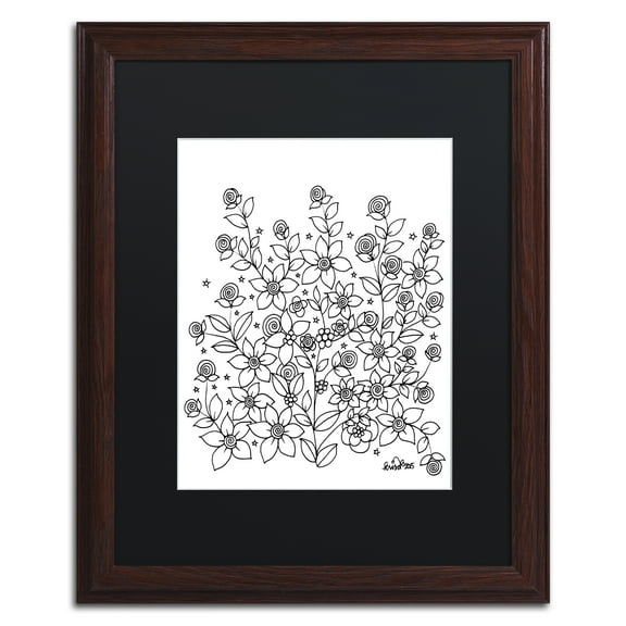 Trademark Fine Art 'Simple Flower Doodle 2' Matted Framed Art by KCDoodleArt