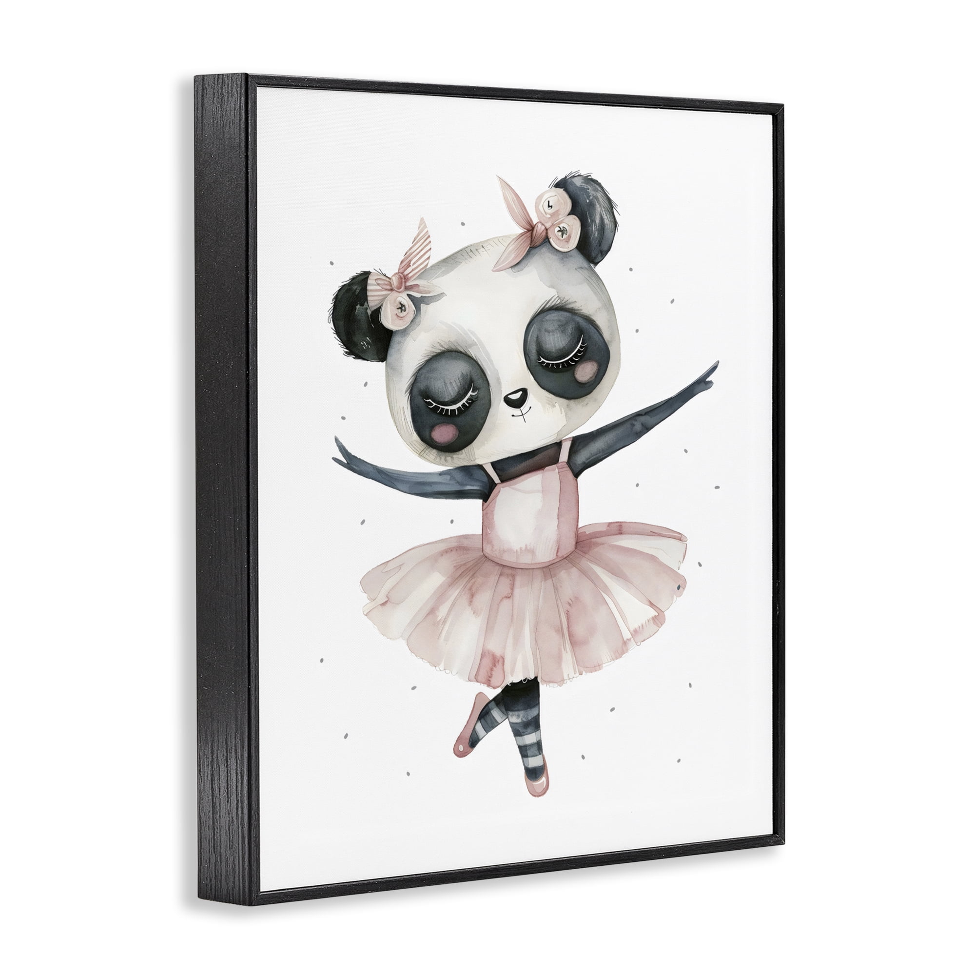 Stupell Industries Ballerina Panda in Pink Tutu Black Framed Giclee Art, design by LSR Design Studio