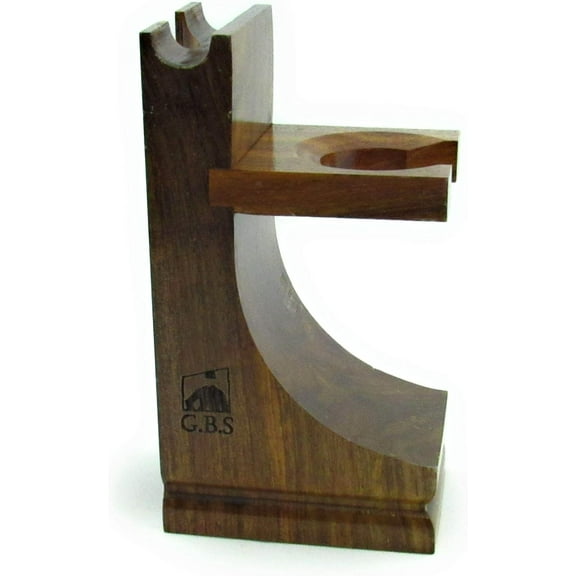 Wood Brush and Razor Stand Mahogany Finish