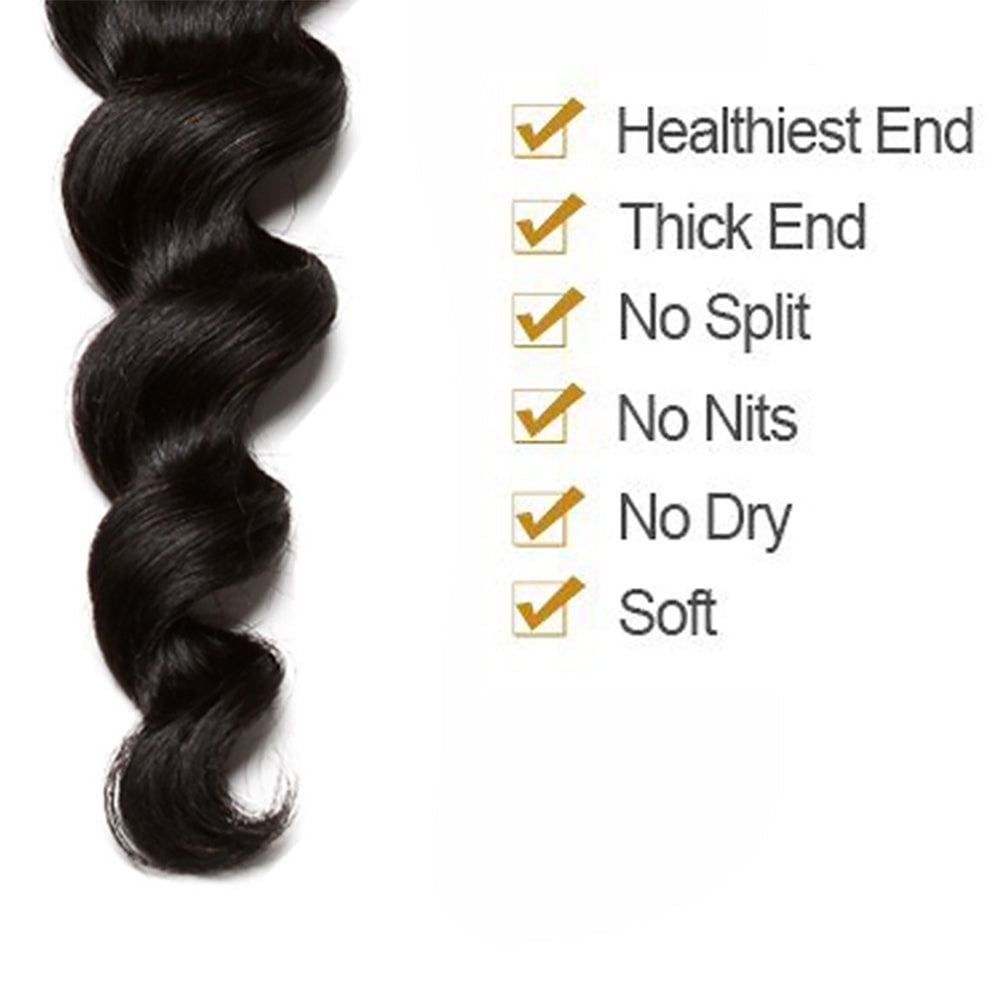 Brazilian 9A Loose Wave Remy Virgin Human Hair Weave 1 Bundle Hair Extensions Natural Color #1B-16" Inch