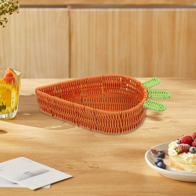 Cesta de ratán Woven Pascua Cesta de almacenamiento de pan rústico imitación de ratán Rattan Rattan Almacenamiento de vegetales Canasta para servir Pequeño 29.5x19.5x7cm