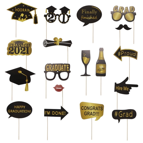 OULII 18 Pcs Accessoires de Cabine Photo de Diplômé Multicolores en Bois Sessions Photo Thème de Collation des Grades