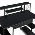 thumbnail image 5 of Desks, Modern Office Desk with Open Shelves & Hutch, 47.5”W | Black | Wood + Metal, 5 of 8