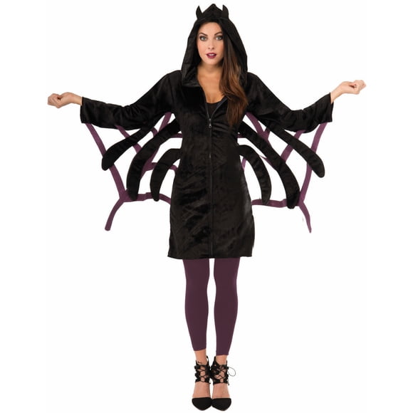 Spider Hoodie Halloween Costume Adult Womens Black Purple Hood Standard Size