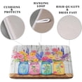 thumbnail image 3 of Daisy Dish Drying Mat for Kitchen Counter Spring Summer Flowers Vases Dishes Pad Microfiber Absorbent Dish Draining Mats Rustic Farmhouse Floral Wooden Board Dish Drainer Rack Mat 16x18 Inch, 3 of 7