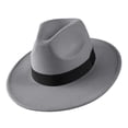 thumbnail image 3 of Classic Gray Felt Fedora Hat Wide Brim with Black Band Stylish Unisex Vintage Fashion Hat for Men Women, 3 of 4
