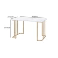 thumbnail image 4 of Benjara Writing Desk with Metal Curved Sled Base and Floor Protectors, White, 4 of 5