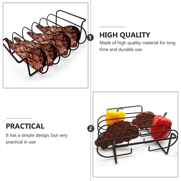 OUNONA  Grill Accessories Barbecue Seasoning Rack Racks Chicken Grille Dad Black