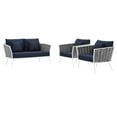 thumbnail image 3 of Modway Stance 3 Piece Outdoor Patio Aluminum Sectional Sofa Set in White Navy, 3 of 5