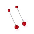 thumbnail image 2 of Langgg Imitation Pearl Earring Ears Drop Red Ball Trendy Exquisite Earrings Cute Ear Line Jewelry Girl Summer Accessory, 2 of 6