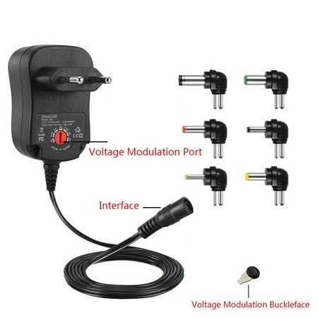 Ac Power Transformer 12W AC/DC Switching Power Supply Adapter Transformer Converter 6 Plug 12W for 3V to 12V Electronics LED Strip ()