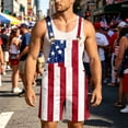 thumbnail image 2 of American Flag Bib Overalls for Men Loose Fit Overalls Shorts Patriotic Coveralls Casual Outdoor Summer Festival Clothing for Independence Day and Fourth of July, 2 of 4