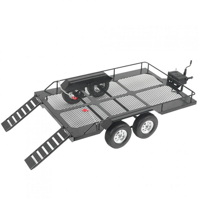Kit De Remolque De Coche De Metal Trail, Soporte De Remolque Con 4 Neumáticos, Kit De Autoensamblaje Compatible Con Coche 1/10 RC