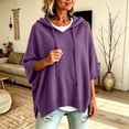 thumbnail image 2 of Nugftut Plus Size Hooded Sweaters for Women Poncho 3/4 Batwing Sleeve Loose Knitted Hoodie Pullover Sweaters, 2 of 6